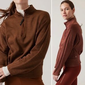 Athleta Altitude Sweatshirt Top Half Zip Pullover Mahogany Heather Activewear XL